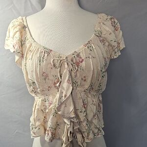 Arizona Jean Company Floral Cream Blouse